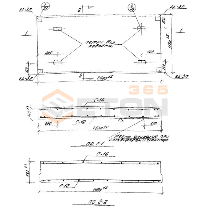 Панели перекрытия Проект 1-467 А П 1-1 м (Проект 1-467 А)