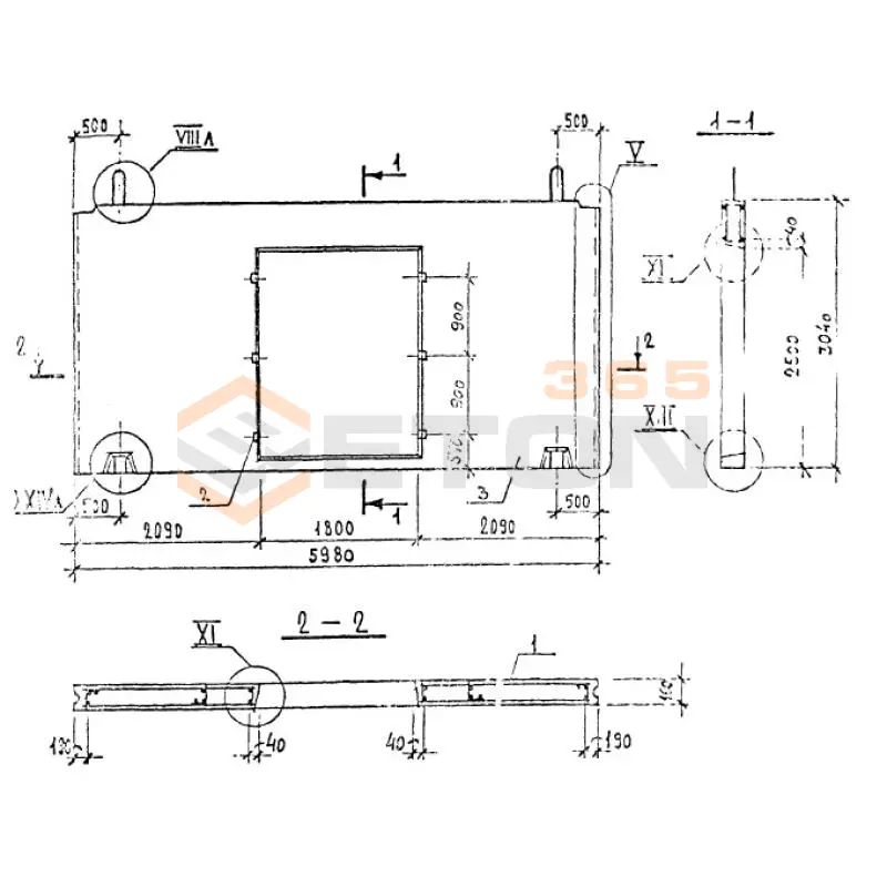 Панели внутренних стен Серия 1.220.1-2 6ПСП 60-30-1,6-1 тл