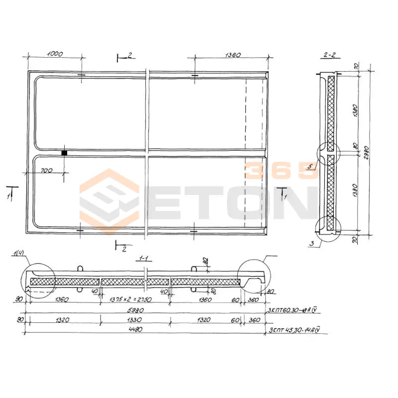 Панели кровельные Серия 1.100.1-7 3КПТ 45-30-14 АIV