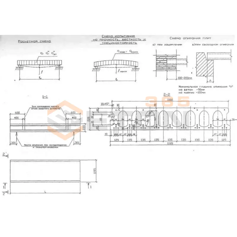 Плиты перекрытия многопустотные ПБ шириной 1,2 метра Серия ИЖ 840 ПБ 66-12-3 (ИЖ 840)