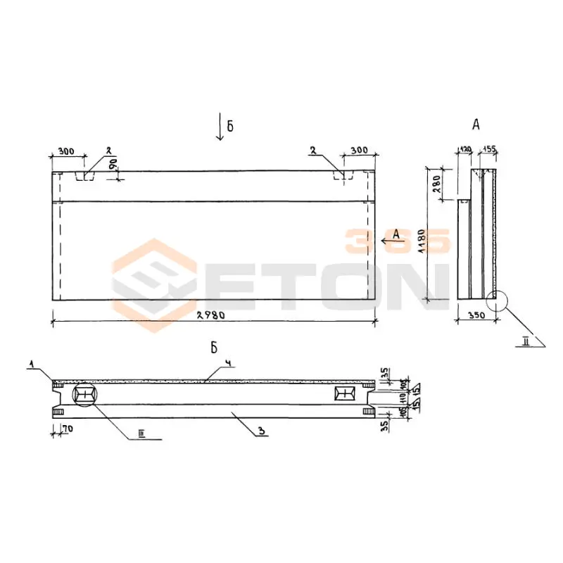 Блоки наружных стен Серия 1.133.1-7 7БН 30-12-35-7,5 п