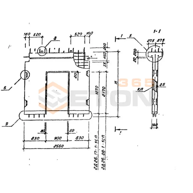 Диафрагмы жесткости Серия 1.020.1-6сп 2Д 26-28-1-1 сп (1.020.1-6сп)