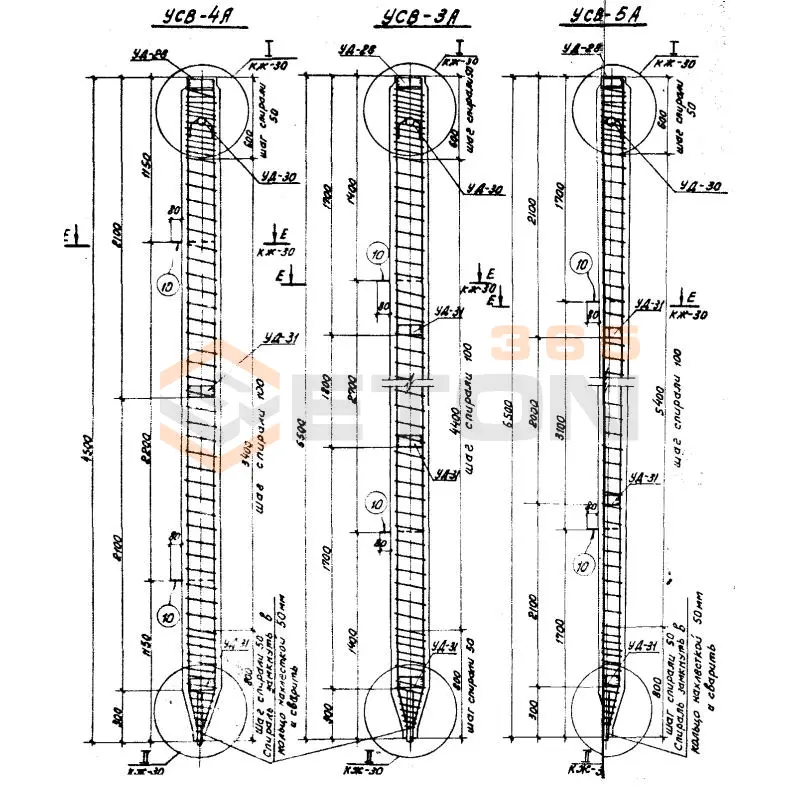 Сваи предварительно напряженные СН Серия 3.407-40/70 УСВ 4 а (3.407-40/70)