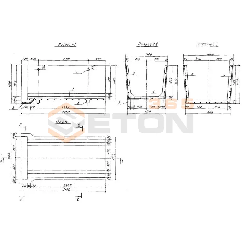 Лотки противоэрозионные раструбные Серия 3.820-21 ЛПР 10-10 (3.820-21)