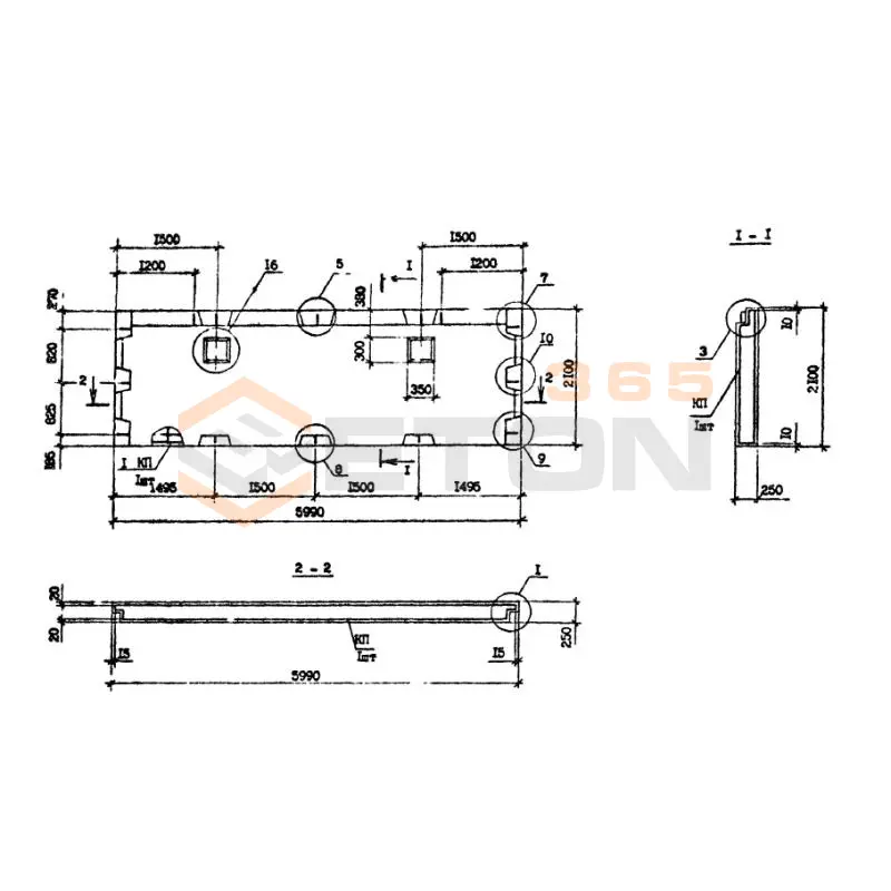Панели наружных стен нулевого цикла Серия 1.090.1-7с 1ПСЦ 60-21-2,5 пс9 (1.090.1-7с)
