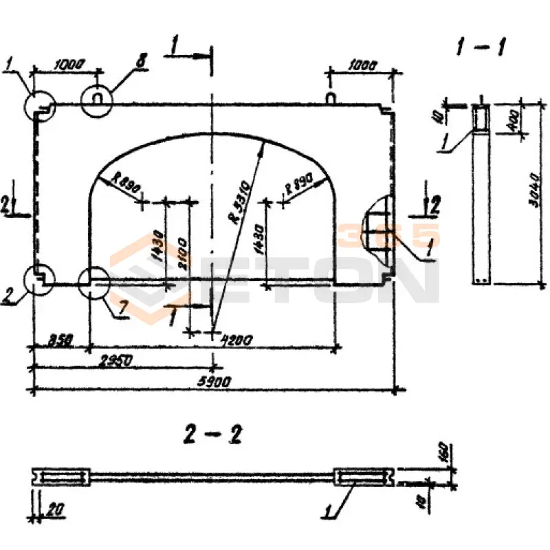 Панели внутренних стен Серия 1.090.1-3пв ПВА 60-30-42-3 т пв (1.090.1-3пв)