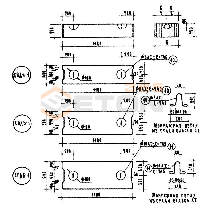 Блоки фундаментные сплошные ФБС Серия ИИ 03-02 СПД 6-1