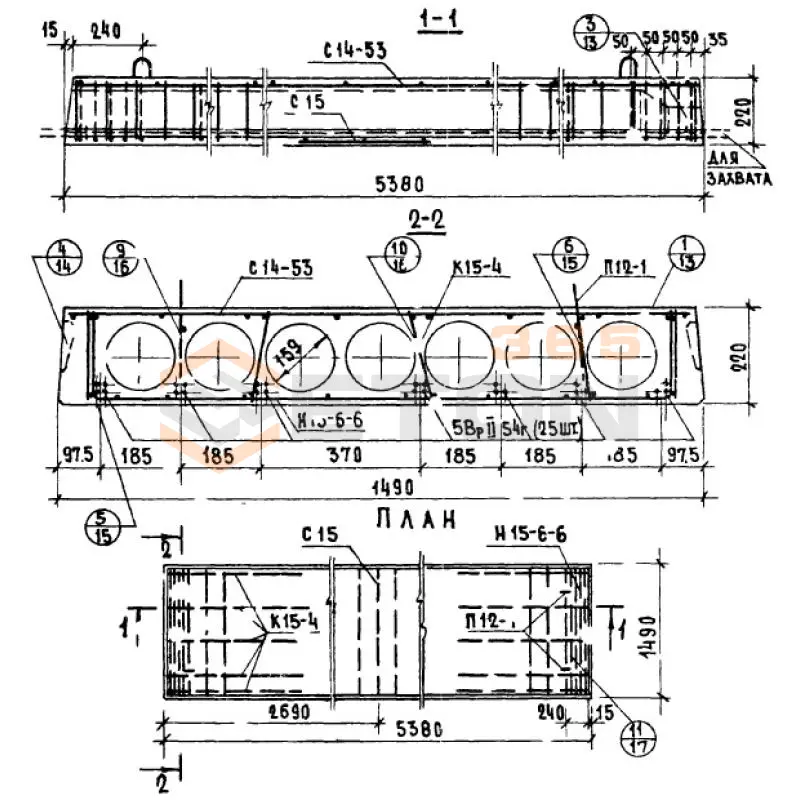 Панели многопустотные Серия 1.141-1 ПК 8-54-15 ВрII