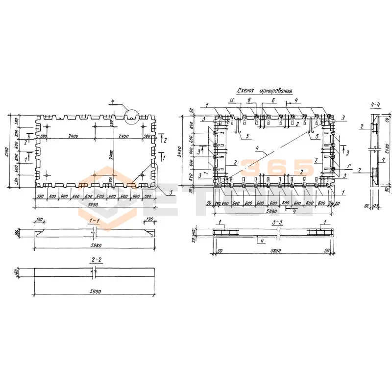 Плиты перекрытия Серия 1.143.1-9с 2П 36-60-4,5 с (1.143.1-9с)