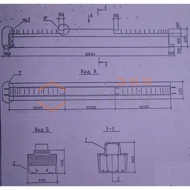 Ригели для опирания многопустотных плит перекрытий Серия 1.020.1-2с/89 2Р 6-2-83-3 АтV c