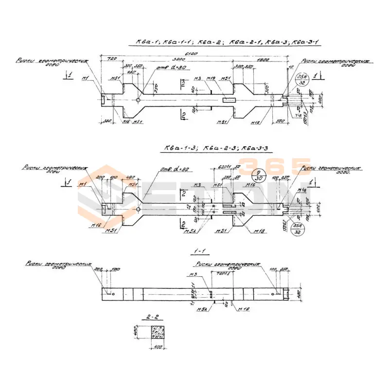 Колонны железобетонные для многоэтажных производственных зданий на высоту этажа 3,6 м Серия 1.420-12 вып. 1 К 6а-3