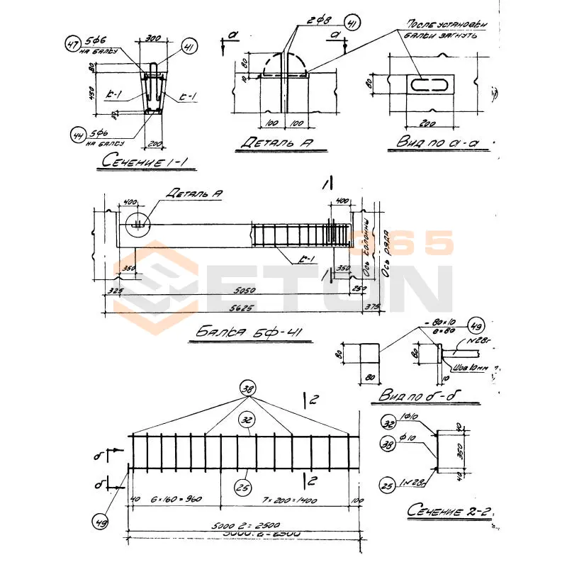 Балки фундаментные серия КЭ 01-15 ( КЭ 01-01 ) БФ 41