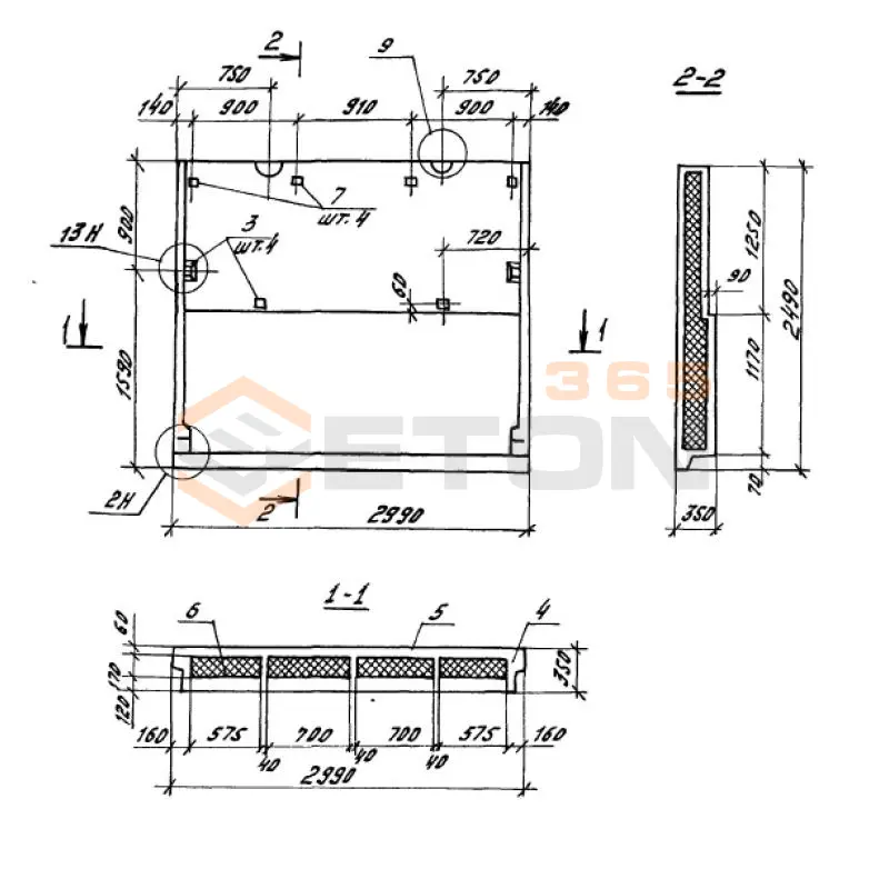 Панели парапетные Серия 1.100.1-7 3НЧ 30-25-35-150 л