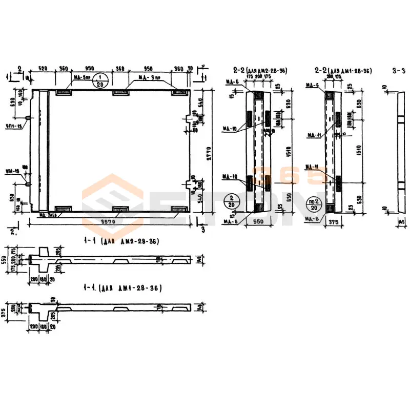 Диафрагмы жесткости Серия ИИ 04-6 ДМ 1-28-36 (ИИ 04-6)