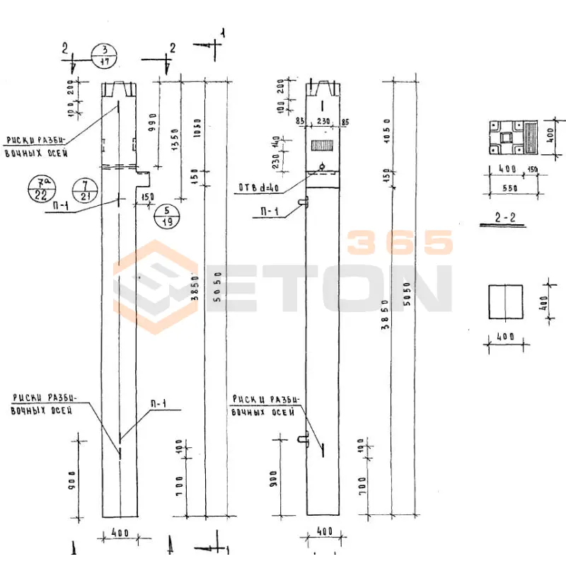 Колонны сечением 400х400 Серия ИИ 04-2 КНР 436-52-7