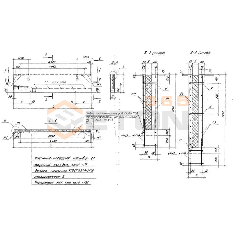 Панели стеновые цокольные Серия 1.432.1-21 ПЦТ 63-12-2,5-5 тм-62