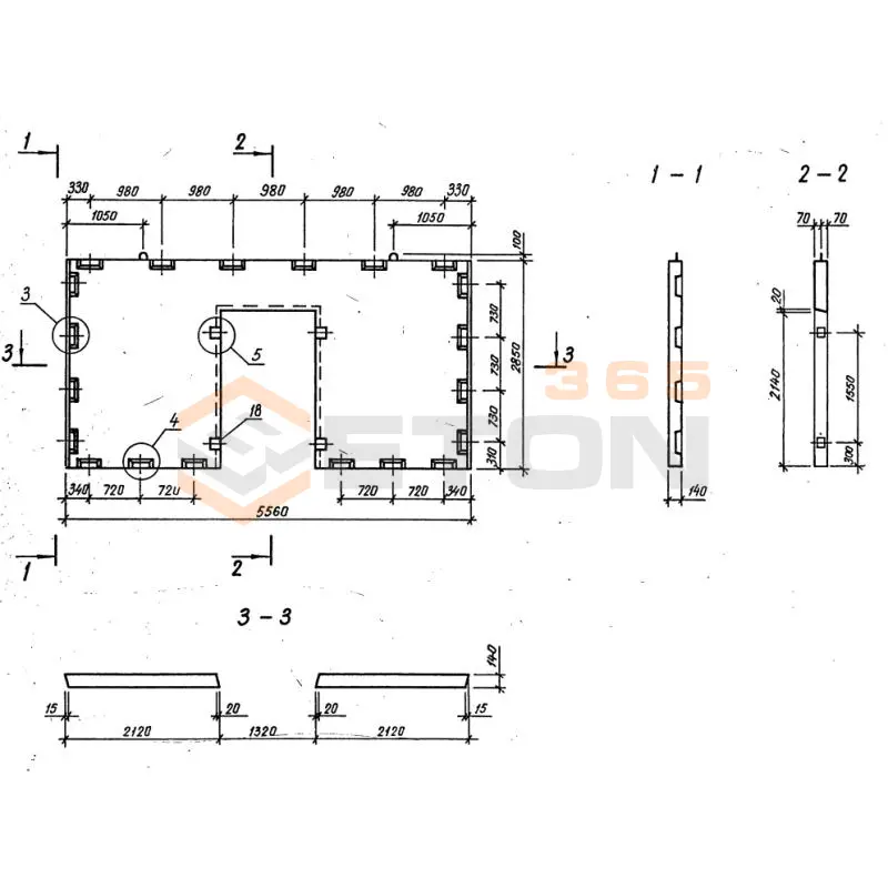 Диафрагмы жесткости плоские серия 1.020-1/87 ( 1.020.1-7, 1.020-1/83, ИИ 04-1, 1.020.1-3пв ) ДП 56-29 пв