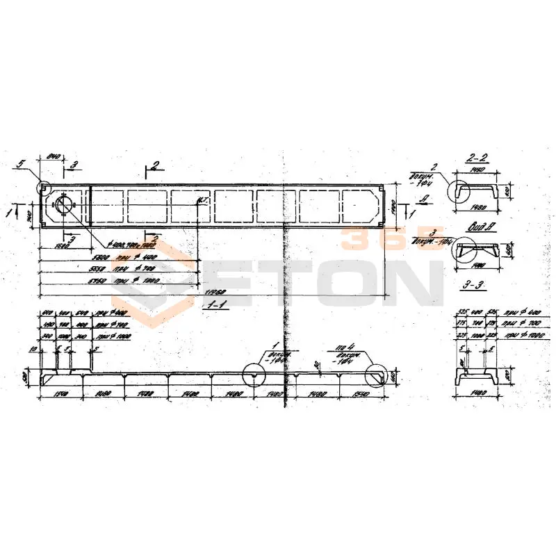 Плиты ребристые Серия 1.465.1-16 3ПВ 12-2 АIIIв-4 н
