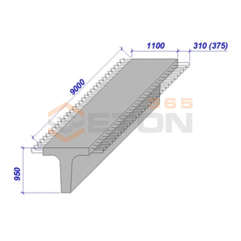 Балки пролетного строения Серия 3.503.1-73 Б 900-110-95 Т28AII в-1