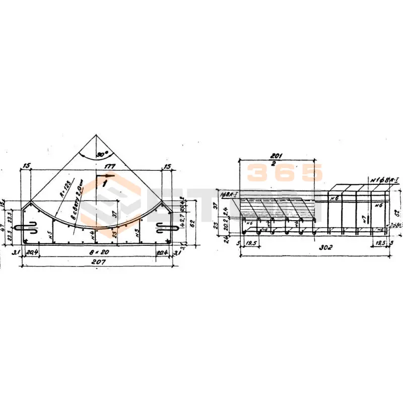 Блоки лекальные под цилиндрические звенья (Серия 3.501-59, шифр 1484 ) БЛ 8-302