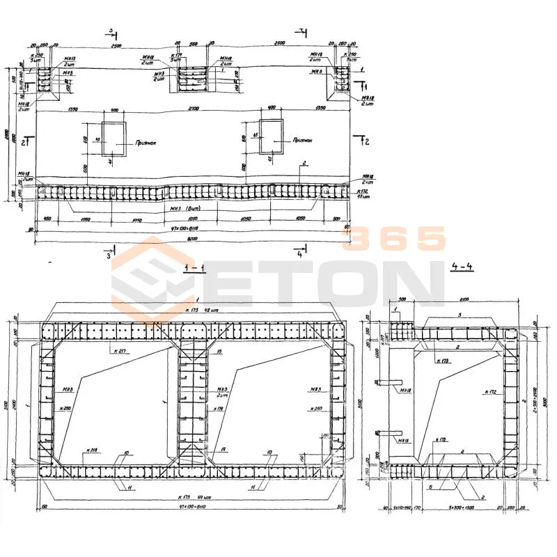 Участки монолитные Серия 03.005-6 Участок 9а-II