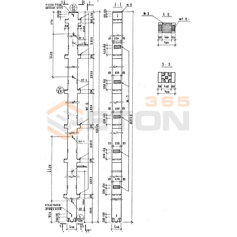 Колонны сечением 400х400 Серия ИИ 04-2 К6ВР 428-25