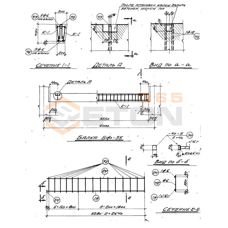 Балки фундаментные серия КЭ 01-15 ( КЭ 01-01 ) БФ 35