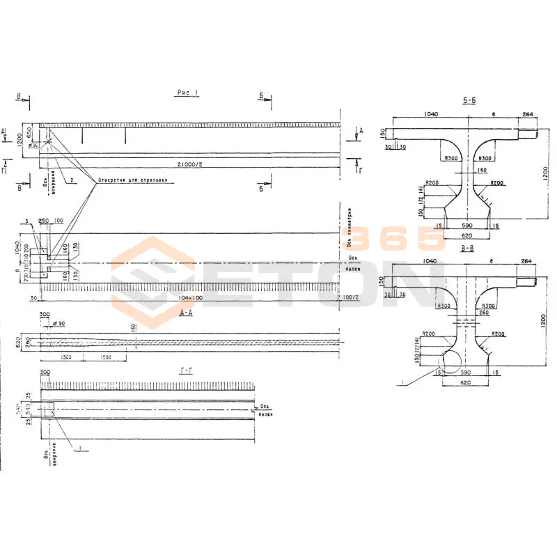 Балки пролетного строения Серия 3.503.1-81 длина 21000 мм Б 2100-174-120 ТвАIII-3 м