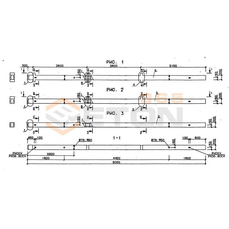 Колонны сечением 300х300 серия 1.020-1/87 ( 1.020.1-7, 1.020-1/83, ИИ 04-1, 1.020.1-3пв ) 3К 3-28-20-1