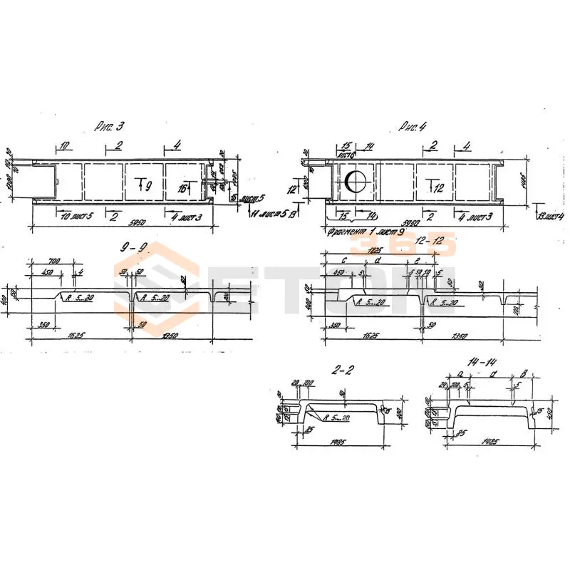 Плиты ребристые Серия 1.442.1-2 2П 1-5 АIVт-3