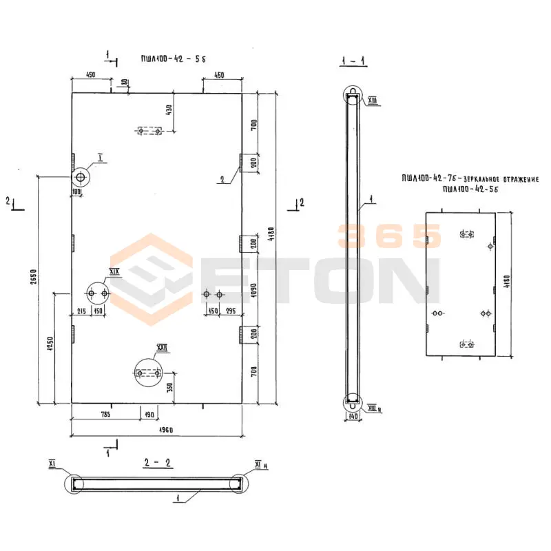Панели шахт лифтов Серия 1.289.1-2 ПШЛ 100-42-7 б