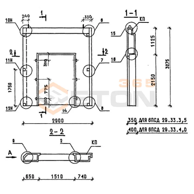 Панели наружных стен однослойные Серия 1.090.1-1/88 6ПСД 29-33-4,0 пт