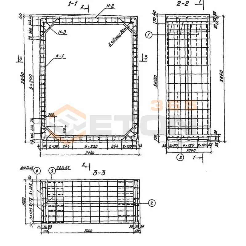 Звенья железобетонные прямоугольные сборные водопропускных труб для железных и автомобильных дорог серия 3.501.1-177.93 (3.501-104, 3.501.1-126) Блок 51