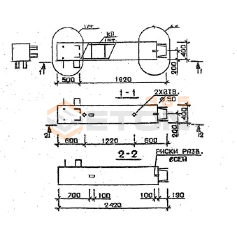 Колонны сечением 400х400 мм для зданий с высотами этажей 3,3 м Серия 1.020.1-2с/89 5КВ 33-24-4 сн