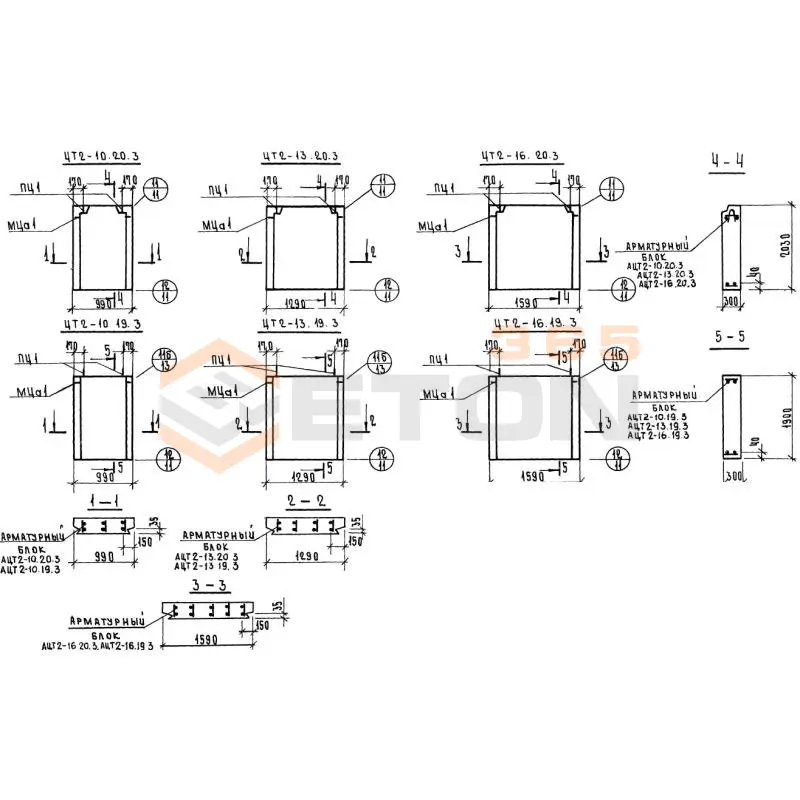 Панели наружных цокольных стен Серия 1.117-13 ЦТ 2-13-20-3