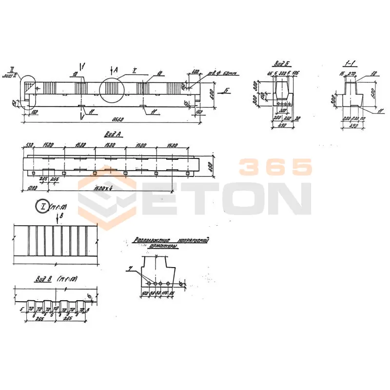 Ригели высотой 600 мм для опирания многопустотных плит перекрытия серия 1.020-1/87 ( 1.020.1-7, 1.020-1/83, ИИ 04-1, 1.020.1-3пв ) РОР 6-86-30 АIV