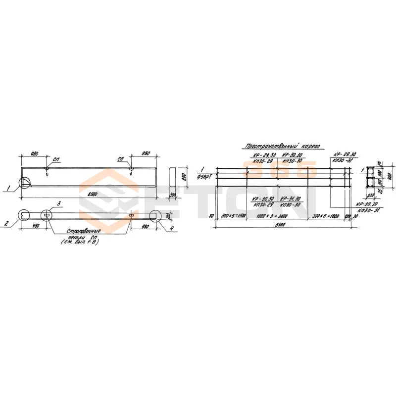 Панели стеновые толщиной 300 мм Серия 1.030.1-1/88 ПС 66-9-3,0-3 л