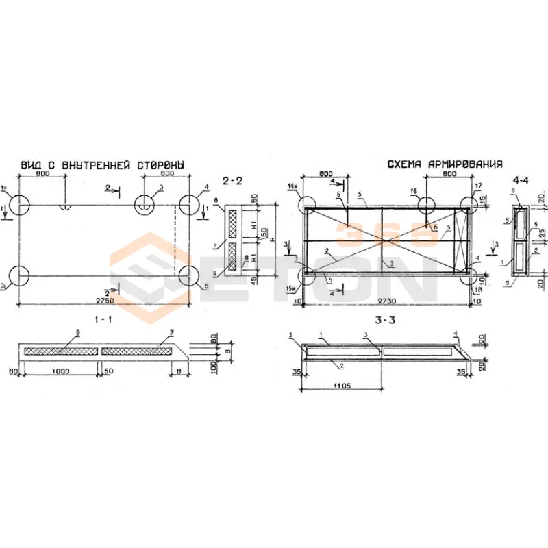 Панели стеновые трехслойные Серия 1.232.1-7 1ПСТ 27,5-21-3,5-2 л-2