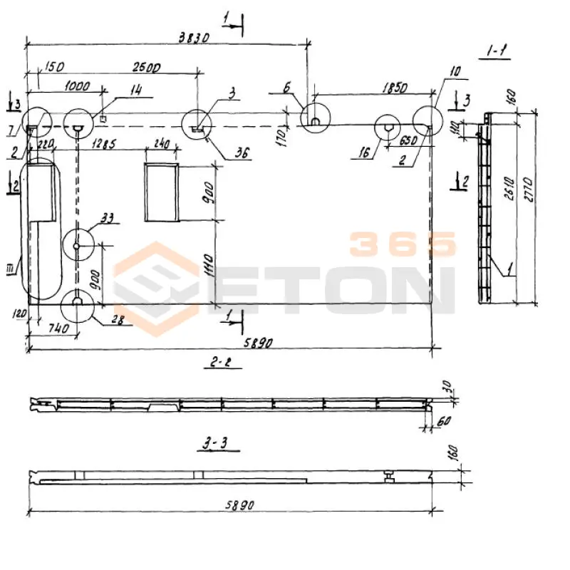 Панели внутренних стен Серия 1.100.1-7 ПСВ 59-28-16-150 т-8