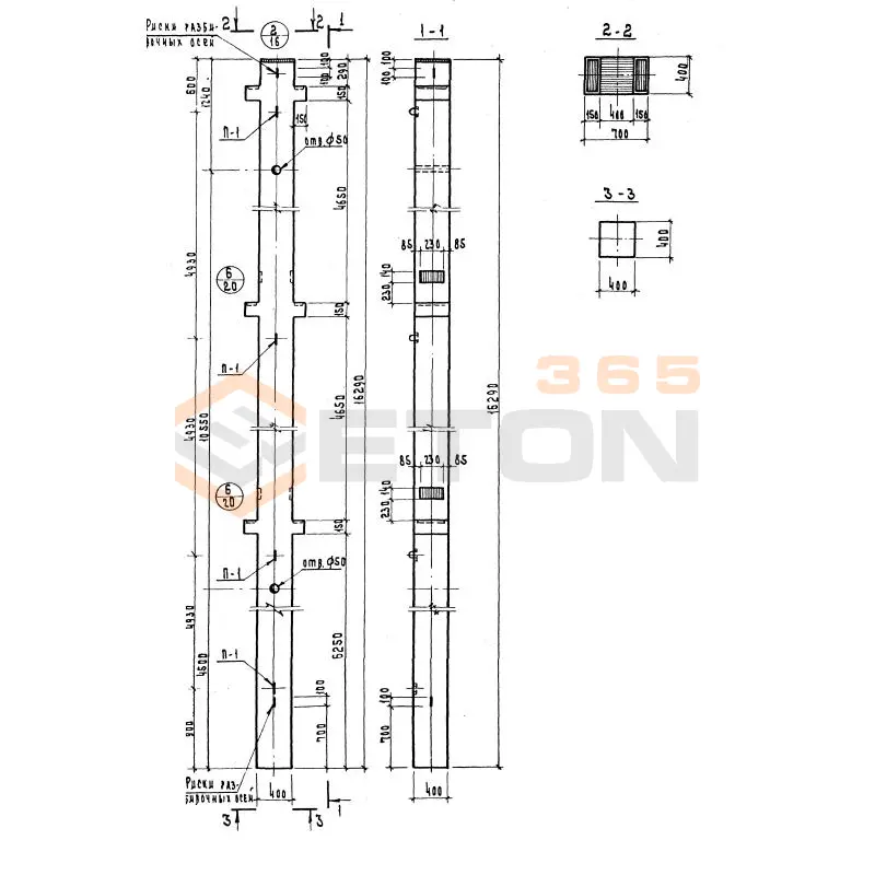 Колонны сечением 400х400 Серия ИИ 04-2 К3Р 448(60)-34