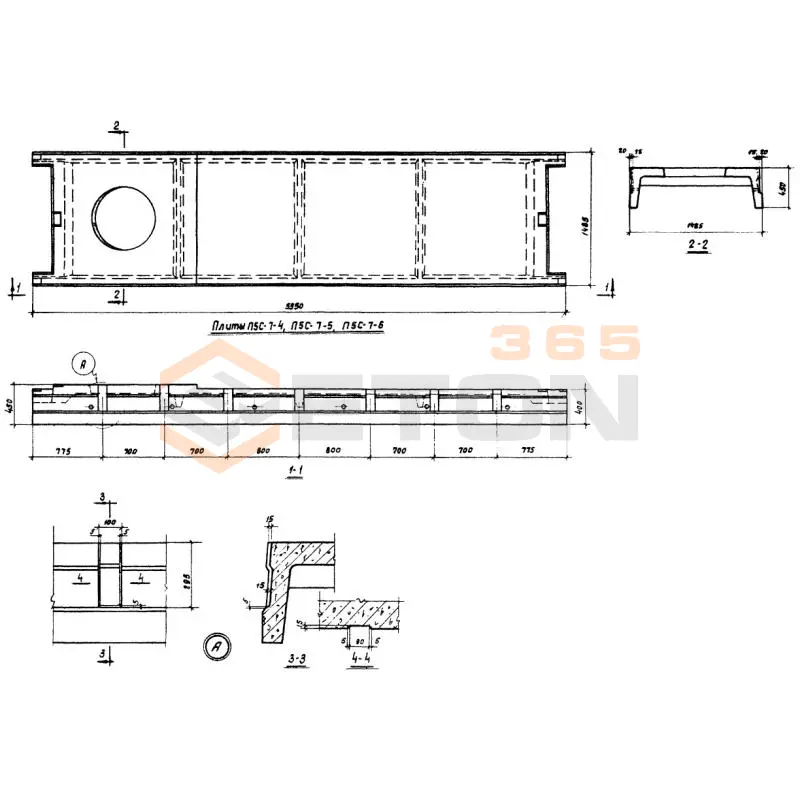 Плиты ребристые Серия ИИС 24-2 П 5 с-7-4 (ИИС 24-2)