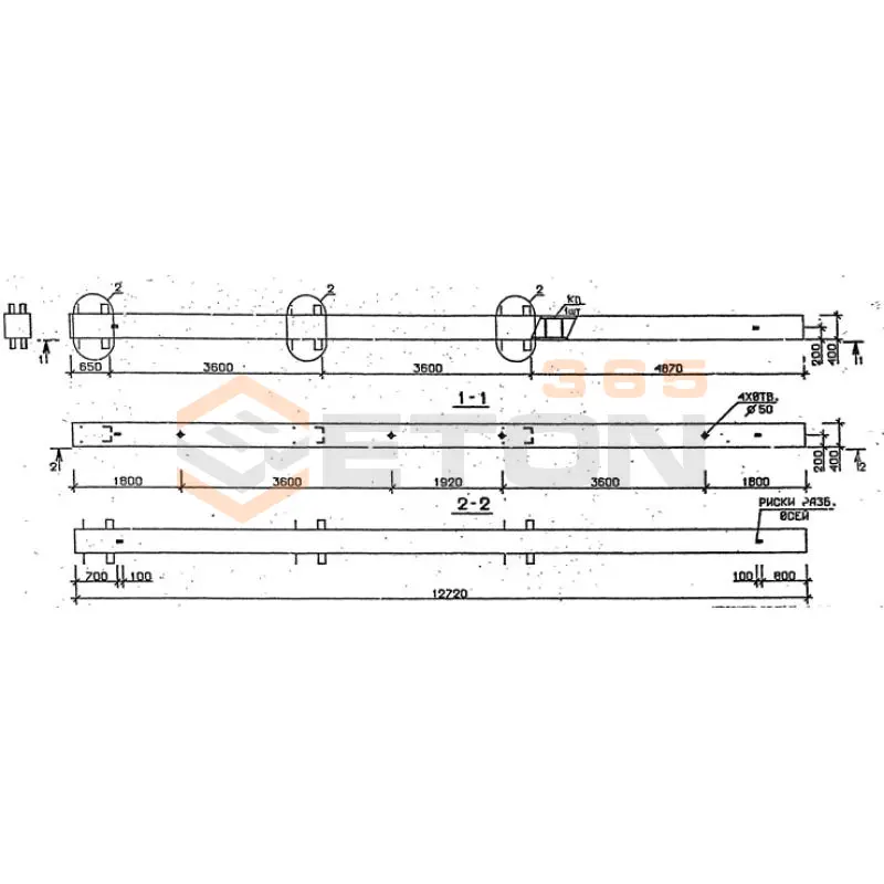 Колонны сечением 400х400 мм для зданий с высотами этажей 3,6 м Серия 1.020.1-2с/89 1КБ 36-127-1
