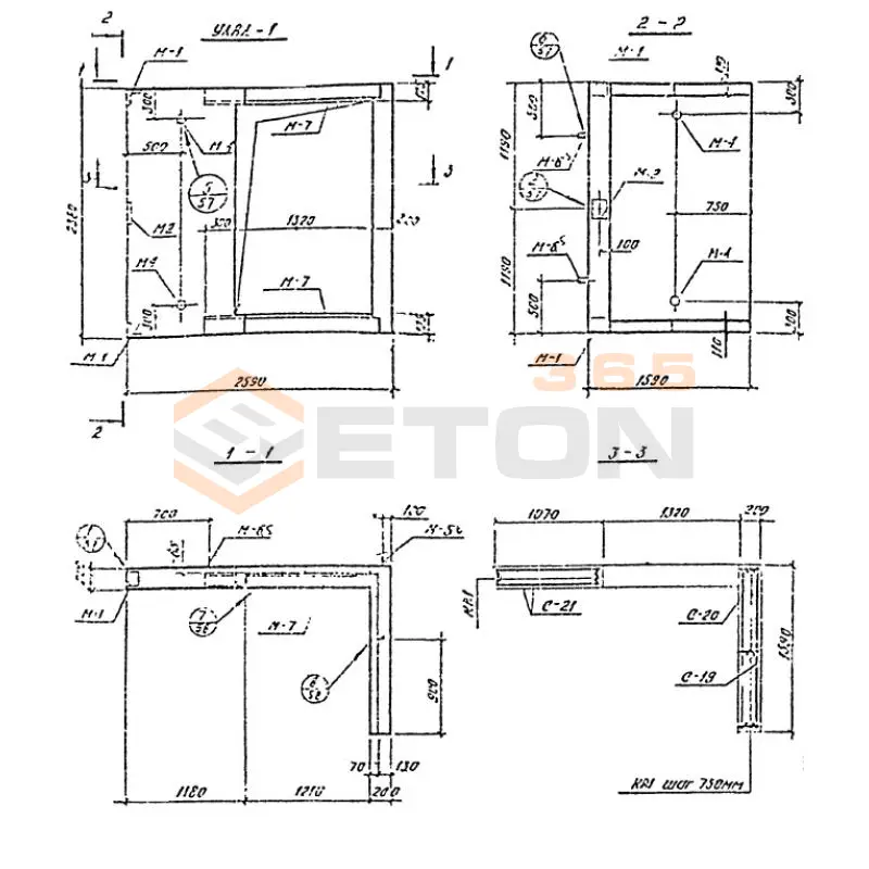 Уголковые элементы встроенных лестничных клеток Шифр 789-04 УЛВД 1