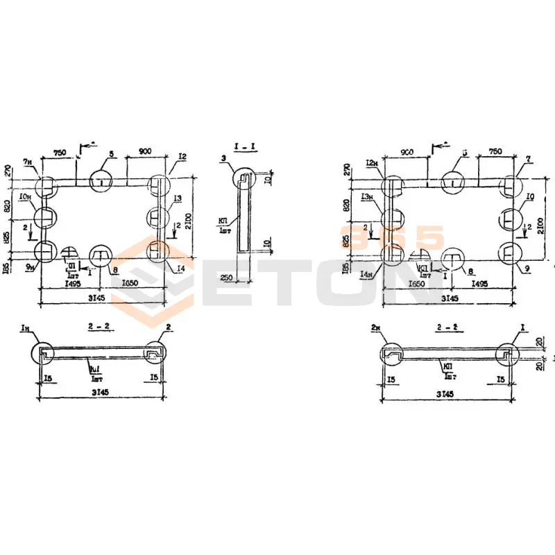 Панели наружных стен нулевого цикла Серия 1.090.1-7с 2ПСЦ 32-21-2,5 пс9 (1.090.1-7с)
