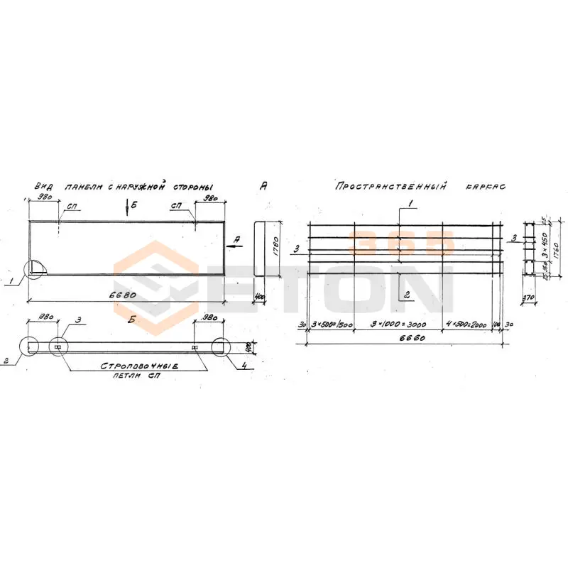 Панели стеновые толщиной 400 мм Серия 1.030.1-1/88 ПС 67-18-4,0-4 л