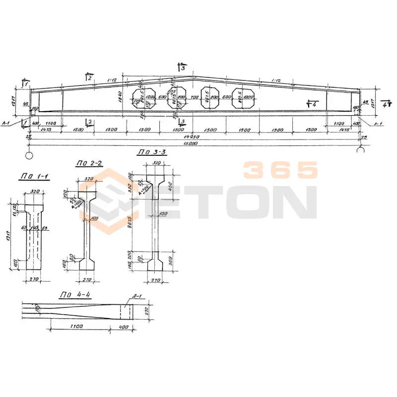 Балки двускатные Серия ИИ 03-02 1БГП 15-2