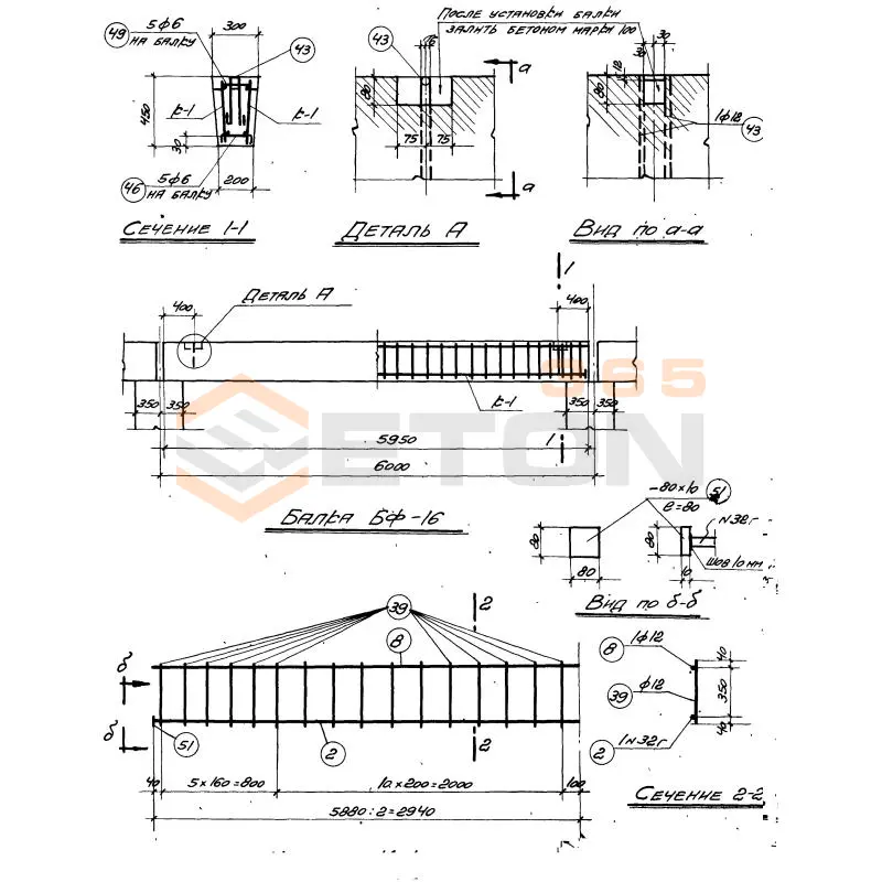 Балки фундаментные серия КЭ 01-15 ( КЭ 01-01 ) БФ 16