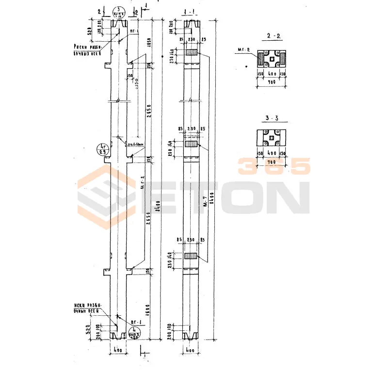 Колонны сечением 400х400 Серия ИИ 04-2 К3СР 428-31
