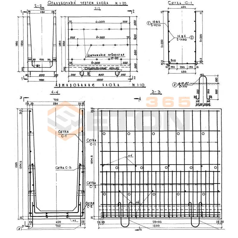 Лотки междупутные Альбом 984, Серия 3.501-68 БМЛ 1,25 тип II