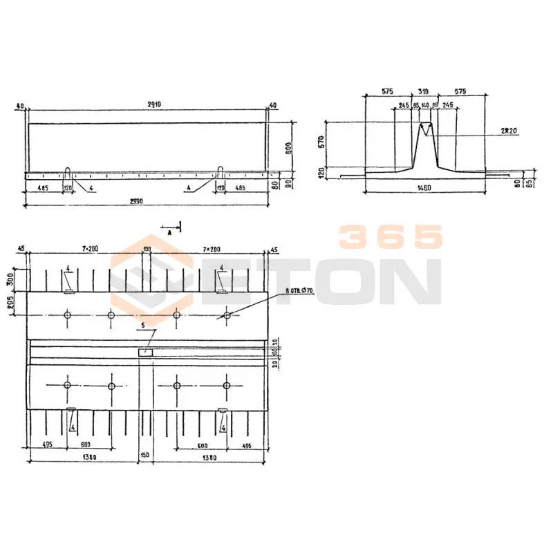 Блоки разделительной полосы Серия 3.503.1-81 РП 60 тАIII-1